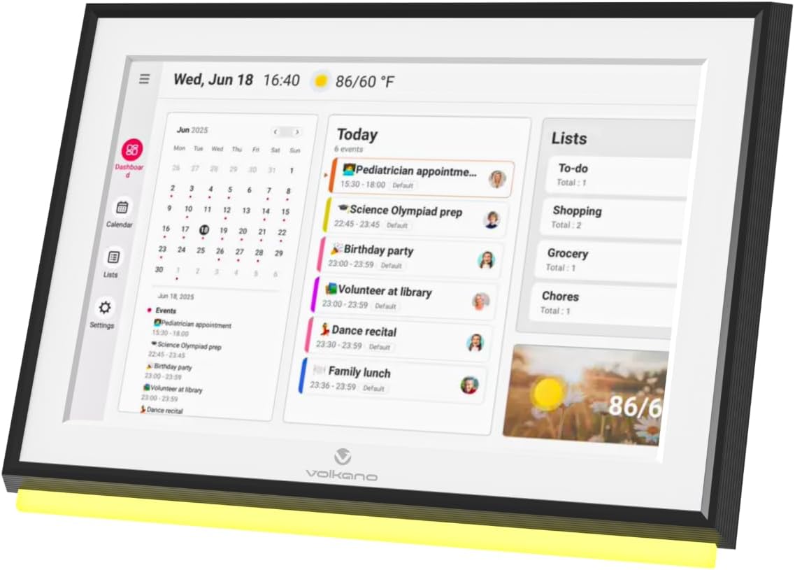 Volkano Agenda Series Smart Calendar and Digital Photo Frame 10" - Black