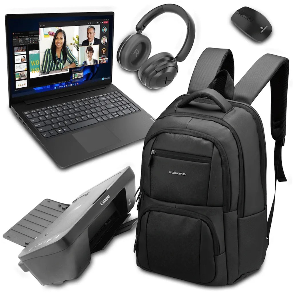 Lenovo V15 G4 15.6" AMD Ryzen 5 Laptop Complete Productivity Bundle (Canon 3-in-1 Printer + Backpack + Wireless Mouse + ANC Headphones)