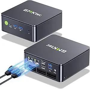 GMKtec Mini PC, G11 AMD Ryzen Embedded R2514 (Beats 4300U/N150), 16GB DDR4 RAM 512GB PCIe M.2 SSD, Business Office Personal Desktop Computer Dual NIC 2.5GbE USB-C HDMI Triple Display